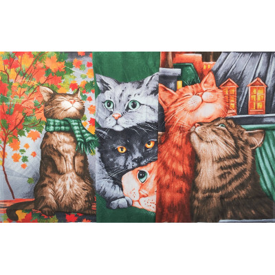 Рогожка-купон Осенние коты