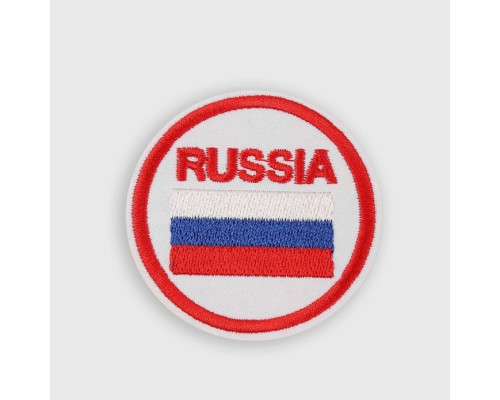 Термоаппликация круглая Russia 6 см. Триколор