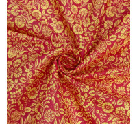 Ситец принт Цветочки желтые на красном