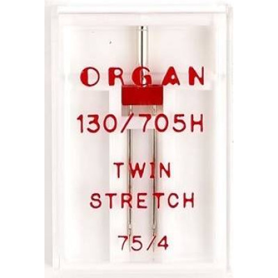Игла ORGAN двойная Супер стрейч для бытовых швейных машин № 75/4