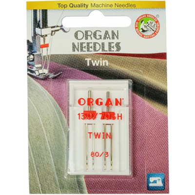 Иглы ORGAN Twin для бытовых швейных машин № 80